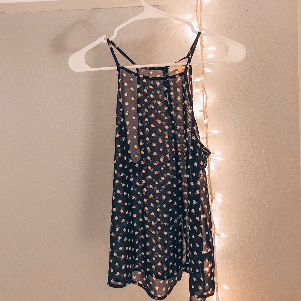 Chiffon Tank Top with rose bud detail